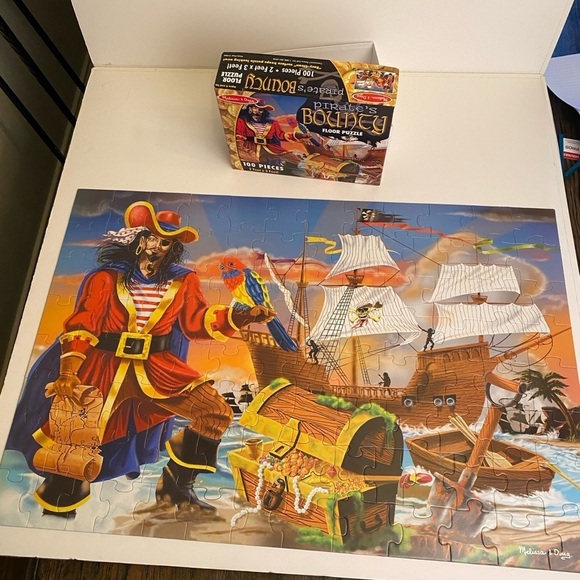 MELISSA & DOUG Pirate’s Bounty Floor Puzzle 2x3 foot 100-Piece Complete - Picture 2 of 3